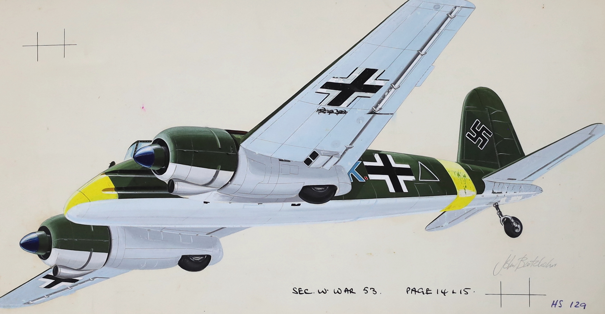 John Henry Batchelor MBE (1936-2019), Military aviation subjects, watercolours (7), largest 40 x 54cm, unframed, Please note this lot attracts an additional import tax of 5% on the hammer price